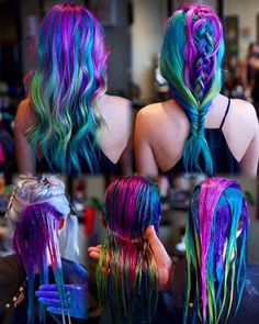 Mermaid Hair Dye Ideas, Pelo Color Vino, Vivid Hair, Short Ombre Hair