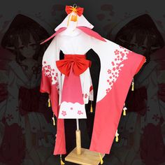 White and White Cosplay Kimono Dress     Condition: Brand New   Color: White and Pink   Size: S-3XL   Material: Cotton and Polyester   Sleeves: Long Sleeves   Included: Belt + Top + Underwear + Sleeve*2 + Waist Bow + Back Bow      Size Information : amp;nbsp;      S size Bust 80-90 Waist 65 Length 75      M size Bust 80-90 Waist 70 Length 75      L size Bust 90-98 Waist 75 Length 80       XL size Bust 90-98 Waist 85 Length 83       XXL code bust 98-108 waist 90 length 86       XXXL Code Bust 98- Kawaii Anime Print Cosplay Costume, Harajuku Pink Dress For Cosplay Events, Harajuku Style Pink Dress For Cosplay Events, Harajuku Style Pink Dress For Cosplay, White Fantasy Costume With Anime Print, Fantasy White Costume With Anime Print, White Kawaii Costume For Cosplay, White Anime Print Costumes For Cosplay Events, White Anime Print Costumes For Cosplay