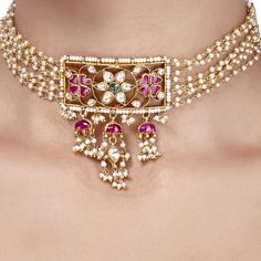 Simple Choker, Kundan Work, Jewelry Set Design, Antique Bridal Jewelry, Indian Jewellery Design Earrings