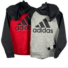 Adidas Youth Pullover Hoodie In Poly Tech Style Fabric So It’s Lighter Weight But Soft On The Inside. Perfect For Spring. Choices Of Sizes In: Red With Heathered Black Light Gray With Heathered Black The Heathered Black Is A Soft Black Or Very Dark Grey Look. All Are New With Tags. Small (8) Medium (10/12) Large (14/16) Bundle For Discount & Combined Shipping. Other Colors And Styles Of Adidas In My Closet. Kids Boys Girls Sweatshirt Hooded Crew Pullover Adidas Red Sports Sweatshirt, Adidas Red Sweatshirt For Sports, Red Adidas Sweatshirt For Sports, Adidas Red Winter Tops, Adidas Winter Sweatshirt With Adjustable Hood, Adidas Sweatshirt With Adjustable Hood For Winter, Red Adidas Tops For Winter, Adidas Hooded Top With Ribbed Cuffs, Red Sportswear Tops For Winter