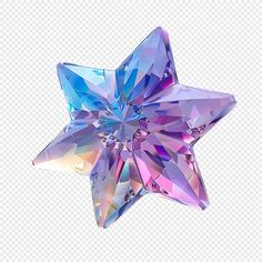 a purple and blue star shaped object on a transparent background, with no background clipping