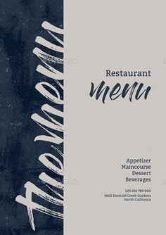 an elegant restaurant menu with hand drawn lettering