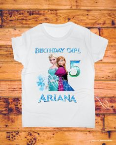 a birthday shirt with an image of two frozen princesses on it