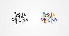 two logos designed to look like letters with different colors and font patterns on the side