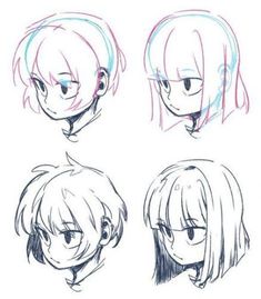 four different types of anime hair