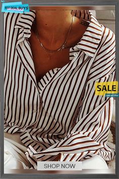 Plus Size Striped Casual Blouse Striped Blouses, Women Blouses, Unique Designers, Casual Blouse, Shirt Collar, Shop Blouses, Shirts Tops, Casual Shirts, Plus Size