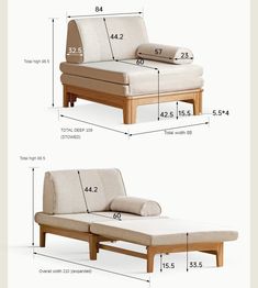 an image of a couch with measurements for it