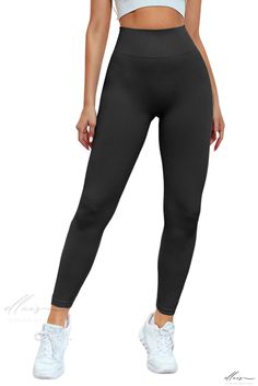 Elluis - Black Yoga Pants with Ribbed Panelling and Curvy Comfort High Stretch Black Bottoms With Elastic Waistband, Black Compression Yoga Pants, Non-stretch Black Gym Pants, Non-stretch Black Athleisure Bottoms, High Stretch Black Yoga Pants, Black Non-stretch Leggings With Elastic Waistband, Black Leggings With Elastic Waistband, Non-stretch Black Sports Bottoms, Black Non-stretch Sporty Leggings