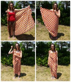 four pictures of a woman in a dress