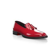 Slip-Ons 4595 | Girotti Patent Leather Tassel Loafers With Leather Sole For Office, Red Oxfords With Leather Sole For Office, Office Tassel Loafers With Leather Sole In Patent Leather, Classic Leather Tassel Loafers For Party, Elegant Red Oxfords For Office, Red Leather Sole Dress Shoes For Office, Red Dress Shoes With Red Sole For Office, Elegant Red Loafers With Almond Toe, Patent Leather Dress Shoes With Red Sole For Galas