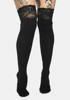 Widow Shadow Specter Lace Thigh High Socks cuz there’s a darkness in your heart. Haunt their dreams in these ribbed thigh high socks have delicate floral lace cuffs. Lace Thigh High Socks, Socks With Lace, Striped Thigh High Socks, Punk Plaid, Thigh High Tights, Occult Fashion, Fringe Kimono, Victorian Goth, Printed Sweatpants