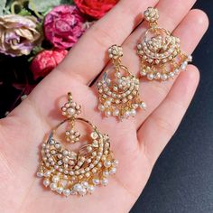 round pearl pendant set inspired from chandbali idea Luxury Chandbali Danglers With Pearl Drop, Luxury Gold Chandbali Gown, Luxury 22k Gold Chandbali Necklace, Pearl Pendant Set, 22k Gold Jewelry Necklaces, 22k Gold Jewelry, Chandbali Earrings, Pearl Necklace Set, 22 Carat Gold