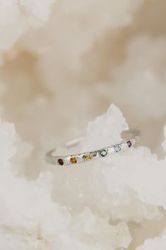 Sterling Silver Rainbow Band - Lacee Alexandra Rainbow Stackable Jewelry For Promise Ring, Rainbow Sterling Silver Rings As Gift, Adjustable Rainbow Gemstone Ring, Rainbow Gemstone Stackable Rings For Anniversary, Rainbow Sterling Silver Promise Ring, Rainbow Multi-stone Stackable Promise Rings, Rainbow Sterling Silver Jewelry For Anniversary, Rainbow Multi-stone Stackable Rings For Promise, Rainbow Gemstone Jewelry In Sterling Silver