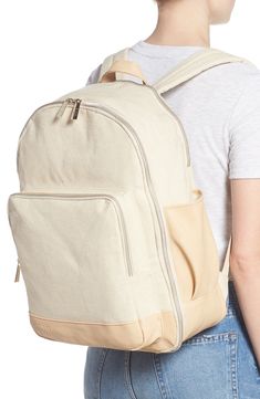 Make weekend trips and overnight stays easy and hands-free with a multi-function travel backpack designed with an interior mesh pocket and laptop compartment. Padded backpack straps make for comfy carrying when you're waiting for the train or walking through the airport. Style Name:Béis The Backpack. Style Number: 5861745. Available in stores. Beige Backpack For On-the-go, Canvas Backpack With Luggage Sleeve For Everyday Use, Canvas Travel Backpack With Zipper Closure, Functional Travel Diaper Backpack, Functional Diaper Bag Backpack For Travel, Travel Backpack With Zipper Pocket, Canvas Material, Leather Backpack With Functional Pockets For Travel, Everyday Canvas Backpack With Luggage Sleeve, Modern Beige Backpack For Travel