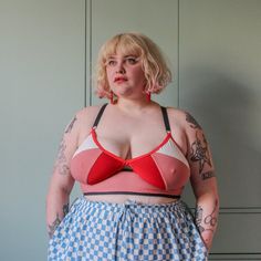 This is a downloadable PDF Sewing Pattern. The Ascension Soft Bra is my favorite design, probably of all time. When I first started my lingerie line, I had the idea for a bra that looked like a floating triangle within a frame bra, with hidden support! I’m incredibly proud of this beautiful bra. GARMENT SPECIFICS The Ascension Soft Bra is a self lined bralette with adjustable straps and bold, geometric panels. Two darts are hidden in the diagonal seam lines, which give the bra a beautiful shape, Bra Sewing Pattern, Bra Sewing, Bra Hooks, Bra Pattern, Beautiful Bra, Soft Bra, Plus Size Bra, Fabric Yardage, Pattern Download