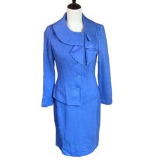 Vtg St. John Boucle Textured Midi Sheath Zip Up Dress Unique Asymmetric Rounded Collar Suit Blazer Jacket Set Outfit Women 4 Cornflower Blue Formal See Photos For Additional Information, Wear And Measurements Excellent Preowned Condition, Smoke Free Home Pit To Pit: 18" Dress Shoulder To Hem: 37" Jacket/ Blazer Shoulder To Hem: 22" Keywords: Vintage, 60s, 1960s, Formal, Church, Ceremony, Business, Workwear, Office, Luxury, Midi, Wedding, Event, Timeless, Classic, Princess Seamed Jacket/ Blazer, Boucle, Cornflower Blue, Modest, Evening, Sheath Jacket Set Outfit, St John Knit Dress, Princess Seam Jacket, Suit Set Women, Zip Up Dress, Formal Office, Dress Unique, Church Ceremony, Outfit Women