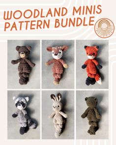 there are many knitted teddy bears on the cover of this book, which is also available for purchase