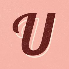 the letter u is made up of brown and white letters on a pink background,