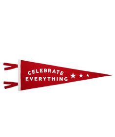 From the big, life-altering events to the small everyday moments, there are so many aspects of being alive that are worth celebrating. Shout your positive affirmations from the rooftops—or from a wall in your home—with this bold red and white pennant. Size: 9" x 27" Material: Cut-and-sewn wool felt, screen-printed design Color: Red Wall Flags, Oxford Pennant, Celebrate Everything, Pennant Flags, Wall Flag, Pennant Flag, Vintage Americana, Freshman Year, Cute Home Decor