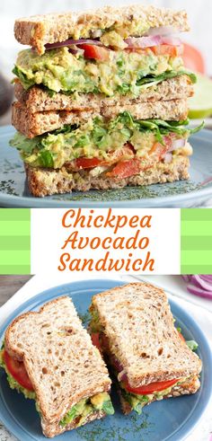 chicken avocado sandwich cut in half on a plate