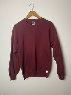 Vtg 90s Russell Athletics Maroon Red Crewneck Sweatshirt Blank Men's Size S.  Nice sweatshirt, no stains or rips, Measurements below.  Will smell dusty from age. Pit to Pit:18 1/4 in Collar to Hem:26  in Sleeve Length: 24 in Inventory c Vintage Winter Tops For Everyday, Vintage Crew Neck Sweatshirt For Everyday, Vintage Crew Neck Sweatshirt In Solid Color, Vintage Winter Sweatshirt For Everyday, Casual Red Crew Sweatshirt, Vintage Crew Neck Everyday Sweatshirt, Casual Red Crew Neck Sweatshirt, Casual Red Cotton Sweatshirt, Red Crew Neck Casual Sweater