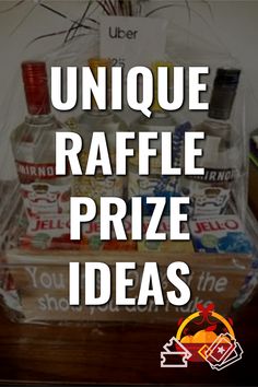 the unique raffle prize idea is displayed in front of a table with other items