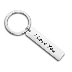 PRICES MAY VARY. Hand Stamped - “I Love You” Material - Stainless Steel:don't tarnish, don't rust, and don't change color.It is lead free and nickel free I love you keyring, Hand stamped keychain, I love you more jewelry, Romantic keyring, Mother's day gift, Gift for boyfriend girlfriend, Gift for him A beautiful and meaningful gift for loved one. It comes with a velvet pouch,ready for gifting. Keychain Anniversary Presents, Hand Stamped Keychain, Presents For Boyfriend, Anniversary Present, Gift For Boyfriend, Velvet Pouch, Girlfriend Gift, Keychain Gift, Boyfriend Girlfriend