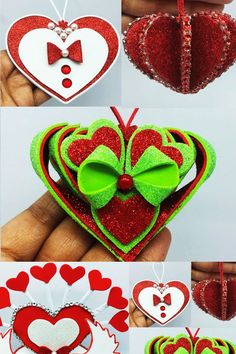 the instructions for how to make valentine's day decorations with felt hearts and bows