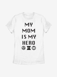 100% CottonWash cold; dry lowImportedListed in women's sizes Superhero T Shirt, My Superhero, Womens T Shirt, Sports Theme, My Hero, Gifts For Mom, In Store, Graphic Tees, Tshirt Designs