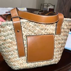 Star Hand Bag So Casual Nwot Never Worn Brown Straw Bag With Removable Pouch For Spring, Tan Shoulder Bag For Vacation, Casual Tan Satchel For Shopping, Casual Tan Straw Bag For Shopping, Spring Brown Satchel With Removable Pouch, Mini Bags, Hand Bag, Mini Bag, Straw