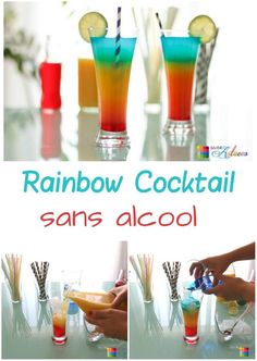 the rainbow cocktail is ready to be served