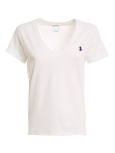 Regular v-neck T-shirt with frontal embroidered logo from Polo Ralph Lauren. - fit the true size - made in vietnam - composition: 100% cotton Orange Tees, Black And White Tees, Ralph Lauren Logo, White Tee Shirts, Lauren White, Grey Leggings, Cotton Polo, Navy And White, White Undershirt