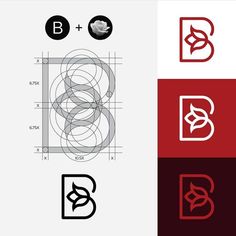 the letter b is made up of overlapping shapes and letters that appear to be intertwined