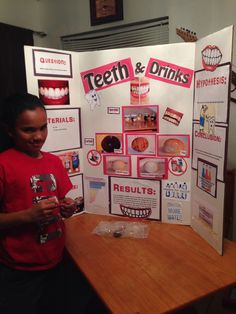 Dental Science Experiments Kids, 1st Grade Science Fair, Teeth Experiment, Middle School Science Fair Projects, Elementary Science Fair Projects