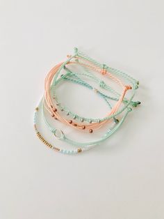 These fun beachy bracelets are waterproof and great for anyone who is often doing outdoor activities. They would make a nice gift. Stack these together, with other bracelets, or wear them by themselves! They are perfect for everyday wear! ∙ ∙ ∙ ∙ ∙ ∙ ∙ ∙ ∙ ∙ ∙ ∙ ◆ PLEASE NOTE ◆ When you first receive these bracelets they may be slightly sticky, which may make it more difficult to adjust. The stickiness does not last. After a day or two of wearing the stickiness will fade and it will be much easi Beachy Pura Vida Bracelets, Softball Bracelet, Italian Minimalism, Surf Bracelet, Beachy Bracelets, String Bracelet Patterns, Bracelet String, Surf Jewelry, Preppy Jewelry