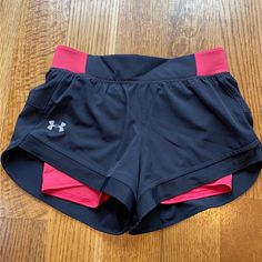 Amazing Running Shorts That Hold A Large Phone (Up To 6”X 3”) In The Inner Waistband. Washed And Never Worn. With Liner Shorts Underneath. Black Running Shorts With Pockets, Pink Athletic Shorts With Pockets For Workout, Pink Workout Athletic Shorts With Pockets, Pink Activewear Shorts With Pockets, Sporty Pink Athletic Shorts With Pockets, Pink Sporty Athletic Shorts With Pockets, Under Armour Sporty Bottoms With Pockets, Sporty Under Armour Bottoms With Pockets, Casual Pink Under Armour Bottoms