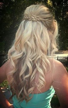 Long Curly Hairstyles 2014: Waterfall braid with curls for prom Waterfall Braid With Curls, Prom Hairstyle, Dance Hairstyles, Hair Styles 2014, Popular Haircuts, Bohol