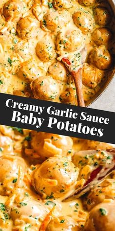 White Garlic Sauce, Boiled Baby Potatoes, Baby Potato Recipes, Creamy Garlic Sauce, Potato Recipes Side Dishes, Potato Side Dishes, Baby Potatoes, Creamy Garlic, Potatoes Recipe