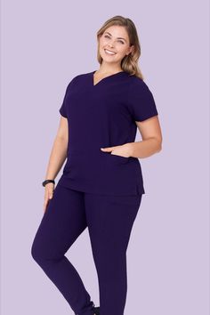 Stylish and comfy women's eggplant scrub top by Mandala Scrubs. Made from breathable, moisture-wicking fabric with 6 versatile, multi-use pockets keep any medical professional calm, cool, collected, and organized all shift long. Medical Field, Pocket Top, Scrub Tops, Nursing