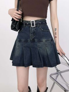 Our Tier Pleated Mini Denim Skirt with Belt is the perfect addition to your weekend wardrobe. This mini skirt has a high waist and is designed with pleating and a belt detail that can be removed for versatile styling. Comfortable to wear, it's best paired with a crop top for an effortless weekend look.
Gender: WomenMaterial: Cotton 95%, DenimLength: Above Knee / MiniWaist: High-Waist Casual Denim Skirt With Belt, Y2k High Waist Skirt With Belt Loops, Casual High-waist Skirt With Belt, Casual High Waist Skirt With Belt, Y2k Spring Mini Skirt With Belt Loops, Y2k Mini Skirt With Belt Loops For Spring, Spring Y2k Mini Skirt With Belt Loops, Trendy Belted Denim Skirt, Trendy Short Skirt With Belt Loops