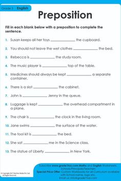 preposition worksheet for grade 3 students to practice prepositions in the classroom