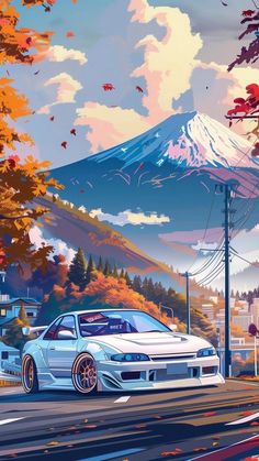 Anime Cars Aesthetic Wallpaper, Jdm Art Wallpaper, Wallpaper Jdm Car, Car Pixel Art, Iphone Wallpaper Japan, Jdm Art, 1366x768 Wallpaper, Japanese Sports Cars, Pixel Art Background