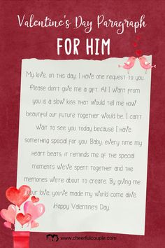 Beautiful Image of Love Note: Valentines Paragraph for Him - A love note for your boyfriend or husband Valentines Letter For Him, Valentines Messages For Him, Valentines Day Messages For Him, Valentine Messages For Boyfriend, Valentine Letter, Valentine Text, Valentines Day Love Letters, Valentines Day Quotes For Him