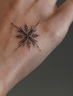 a small compass tattoo on the wrist