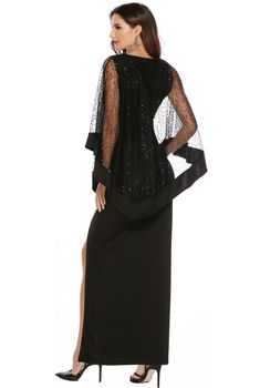 Evening Dress Sequin Patchwork High Waist Slim Long Dress Evening Dresses With Long Sleeve Overlay, Evening Dress With Overlay And Long Sleeves, Long Sleeve Evening Dresses With Overlay, Slim Long Dress, Love Drama, Long Sequin Dress, Bodycon Dress Online, Sequin Sleeve, Black Jewel