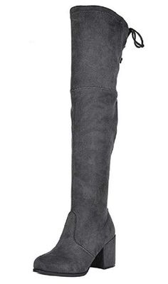 Jazamé Women's Grace Vegan Suede Over The Knee Thigh High Block Heel Dress Boots - Jazame Thigh High Dress, How To Fold Jeans, Dress Boots Women, Dresses With Cowboy Boots, Cowgirl Dresses, Womens Riding Boots, Womens Rain Boots, Almond Shape, Tall Riding Boots