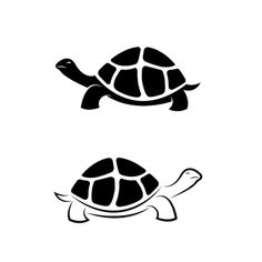 two turtle silhouettes on white background