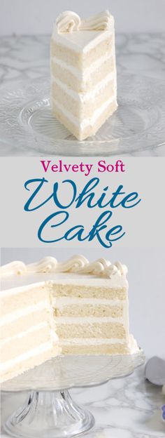 two slices of white cake sitting on top of each other