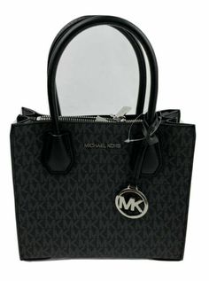 Michael Kors Mercer Leather Signature Black Messenger Bag Black - 35S1GM9M2B. Luxury Black Medium Bags, Medium Luxury Black Bags, Luxury Medium Black Bags, Medium Black Luxury Bags, Black Satchel Bag With Silver-tone Hardware, Chic Medium Black Bag, Michael Kors Black Satchel With Removable Pouch, Michael Kors Top Handle Business Bags, Michael Kors Black Business Shoulder Bag