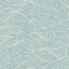 an abstract blue and white background with swirls in the shape of waves on a light blue